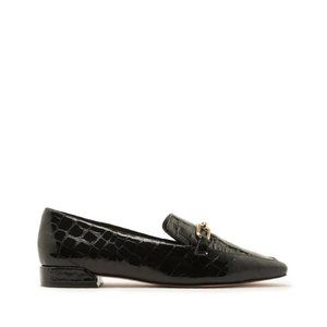 SCHUTZ Marluza Flat (6.5) black loafers worn once croc leather style